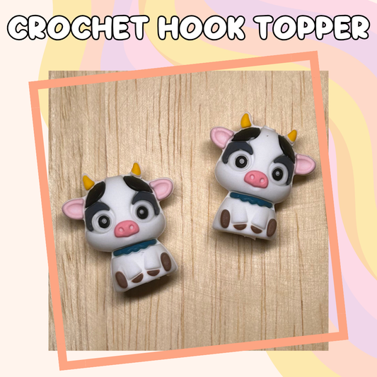 3D Topper Animal Sitting Cow Farm Crochet Hook