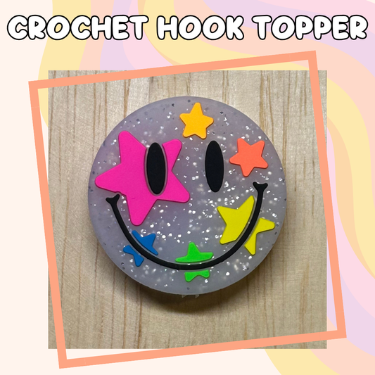 Smiley Neon Stars Crochet Hook