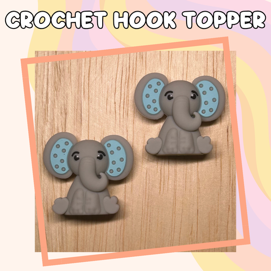 3D Topper Animal Blue Ear Elephant Crochet Hook