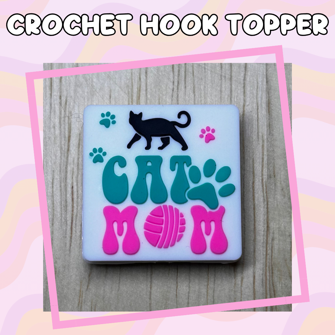 Cat Mom Pink and Teal Crochet Hooks