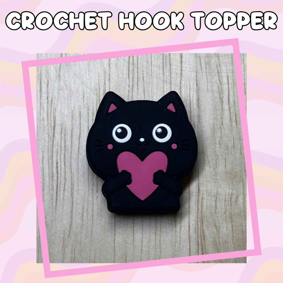 Black Cat with Heart Crochet Hooks