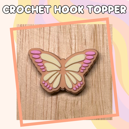 Butterfly Tan and Pink Animal Crochet Hook