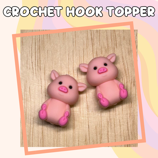 3D Topper Sitting Pig Farm Crochet Hooks New