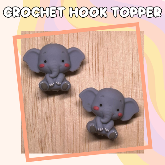 3D Topper Animal Cute Blushing Elephant Crochet Hook