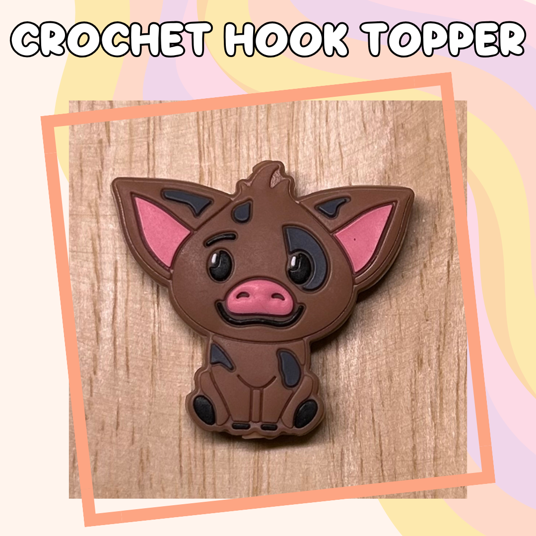 Brown Cartoon Pig Farm Animal Crochet Hook