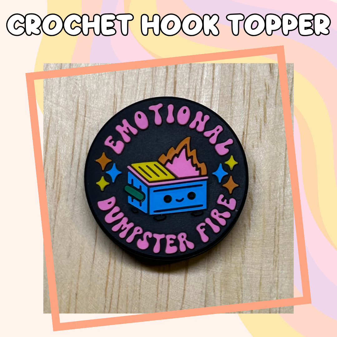 Emotional Dumpster Fire Black and Pink Crochet Hook