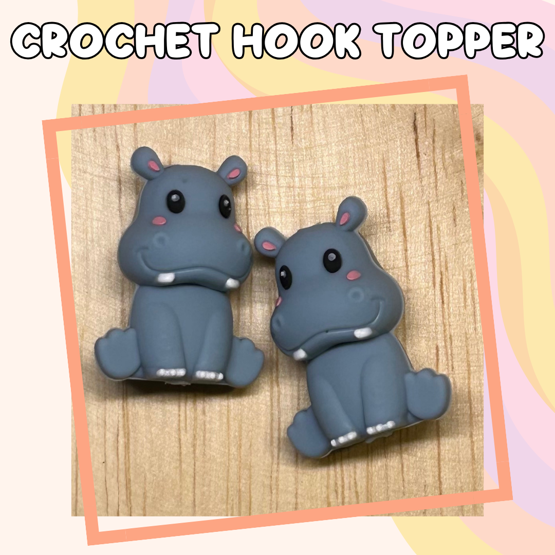 3D Topper Hippo Animal Crochet Hooks New