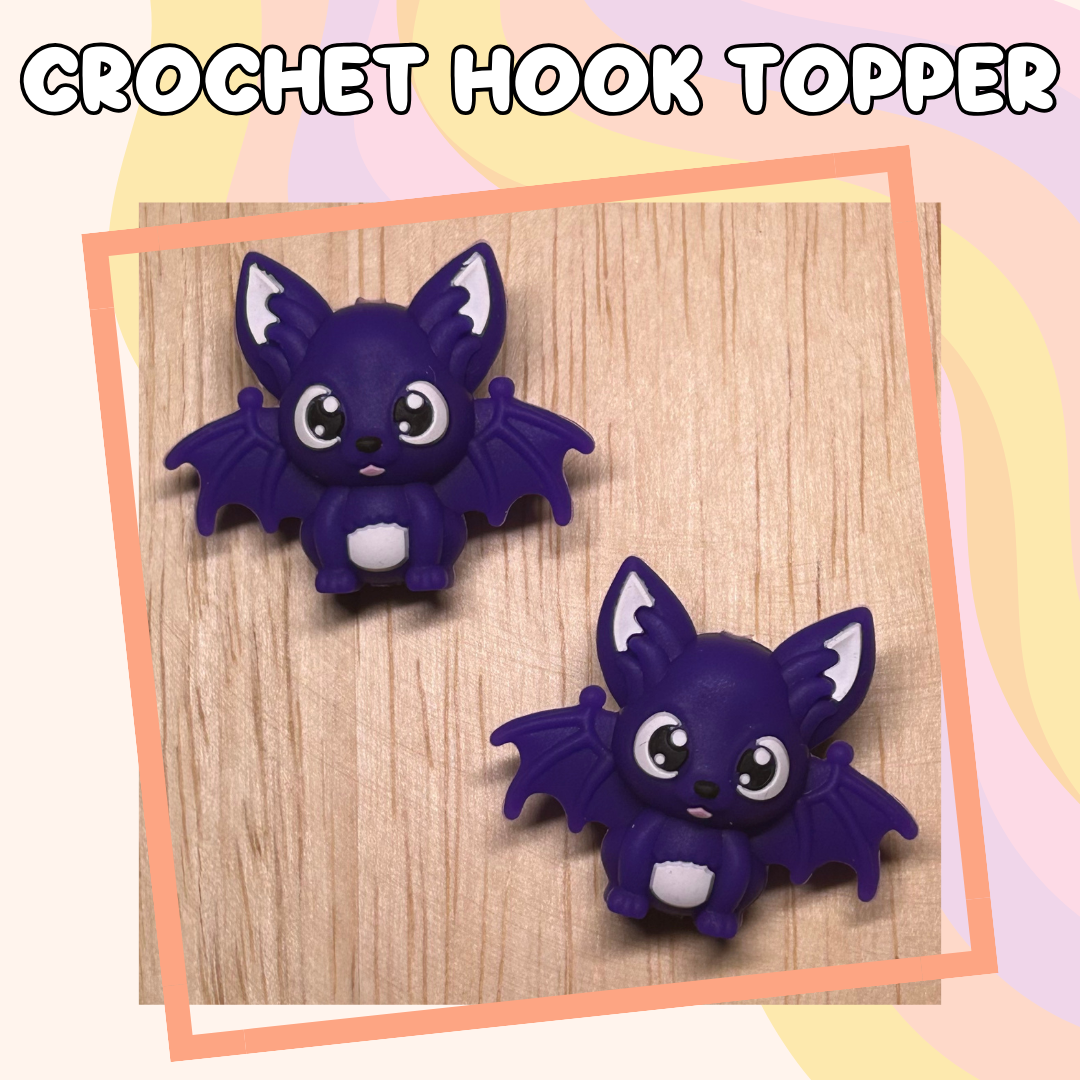 3D Topper Animal Blue Bat Crochet Hook