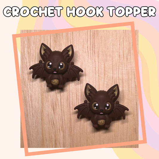 3D Topper Animal Brown Bat Crochet Hook