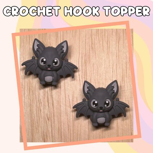 3D Topper Animal Grey Bat Crochet Hook