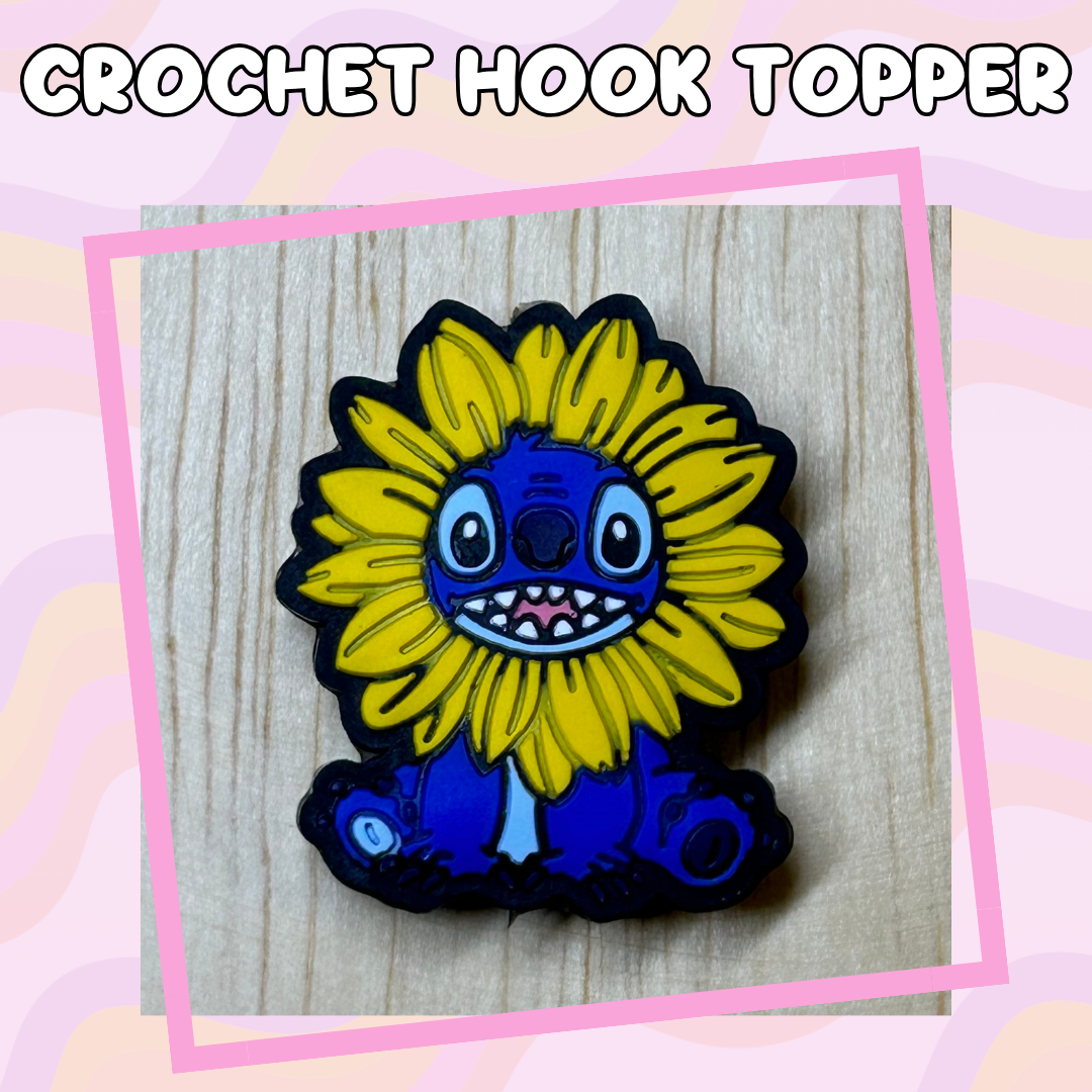 Blue Alien Yellow Flower Crochet Hook