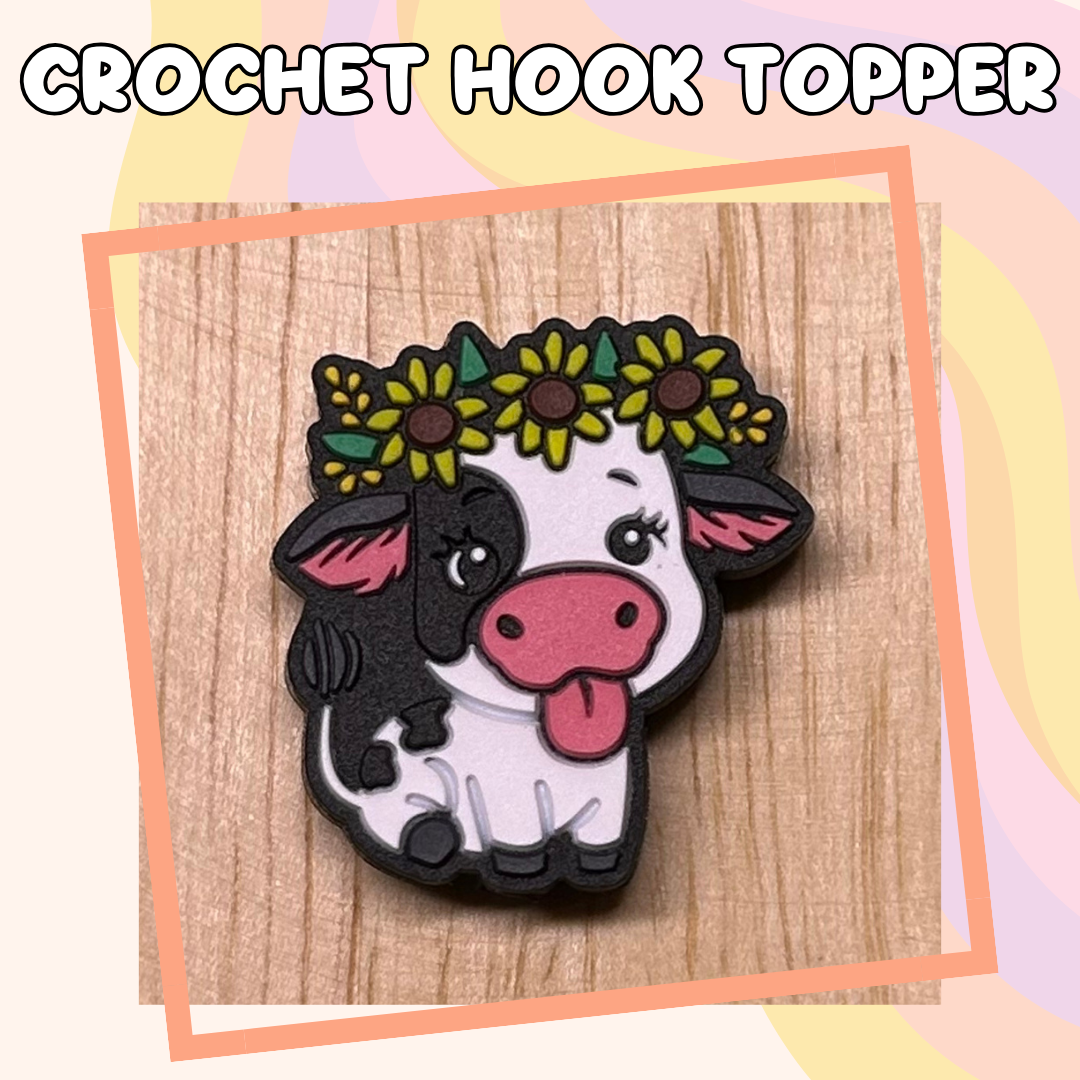 Flower Crown Cow Farm Animal Crochet Hook