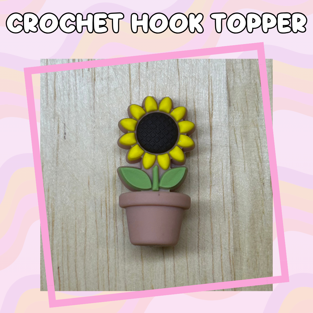 3D Topper Yellow Potted Flower Crochet Hook