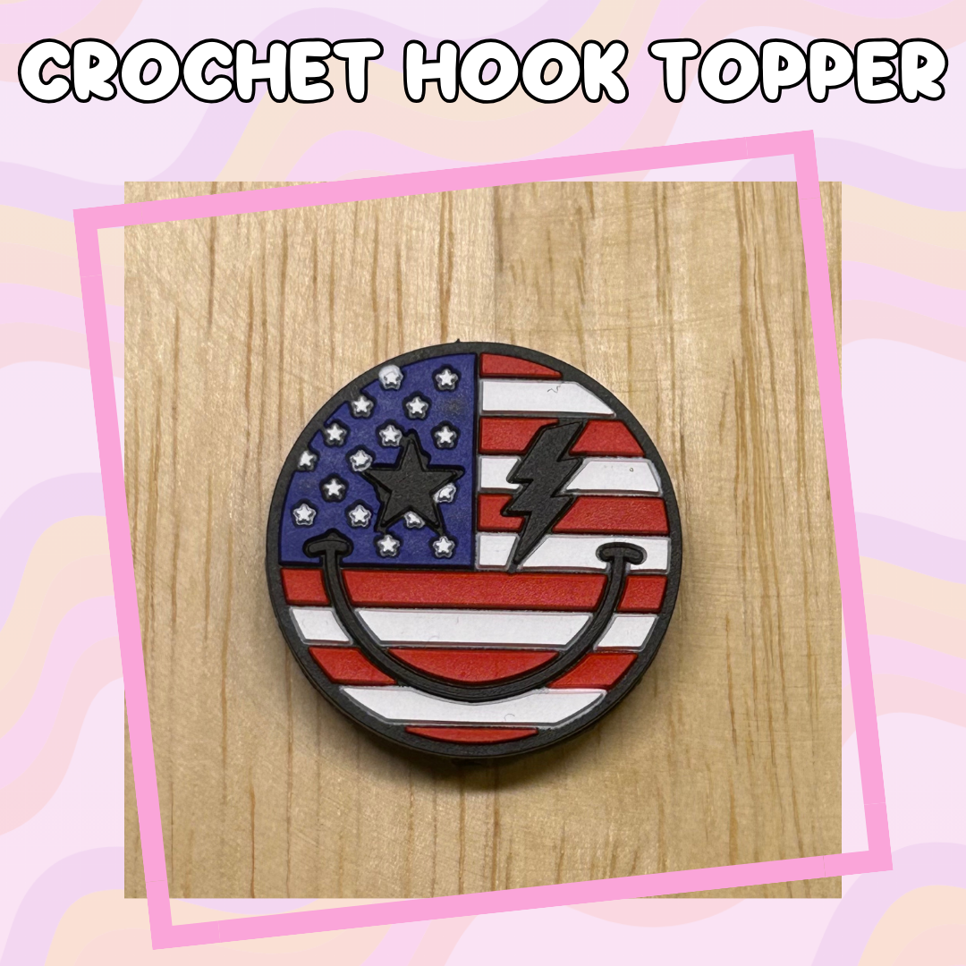 Patriotic Smiley Face Crochet Hook