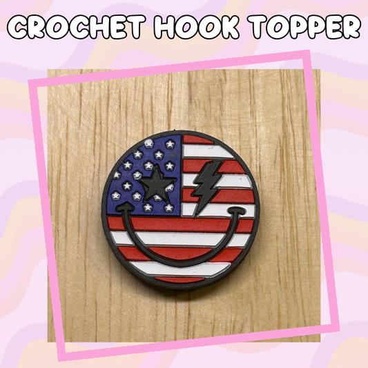 Patriotic Smiley Face Crochet Hook