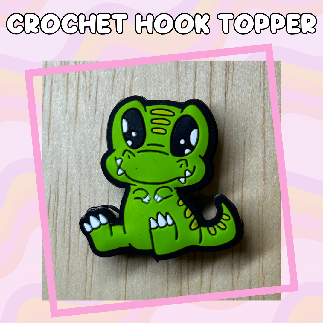 Cartoon Sitting Dino Crochet Hook