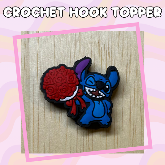 Blue Alien with Roses Crochet Hook